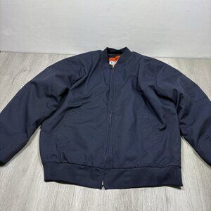 Vintage Cintas Men's Navy Blue Quilted Jacket Coat Size Large 677-20 - B